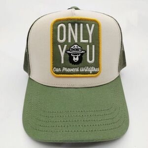 Green and Cream Smokey Bear Trucker Hat